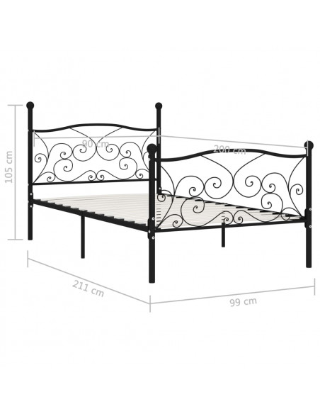 Giroletto con Doghe Nero in Metallo 90x200 cm