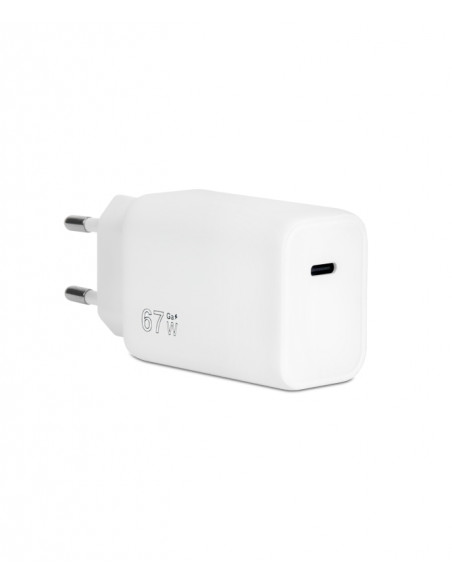 VULTECH CARICATORE ADATTATORE UNIVERSALE 1 PORTA TYPE-C PD67 QC 3.0 GaN 67W PPS, BIANCO