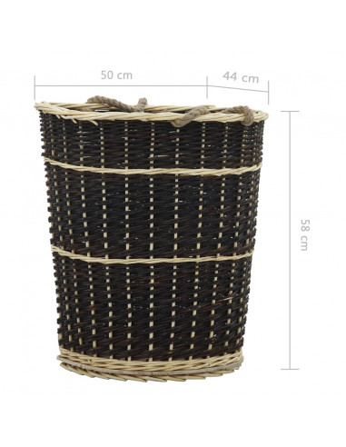 Cesta per Legna con Spallacci 50x44x58cm Salice Naturale