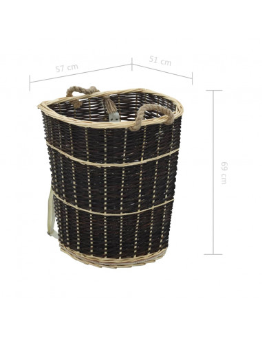 Cesta per Legna con Spallacci 57x51x69cm Salice Naturale
