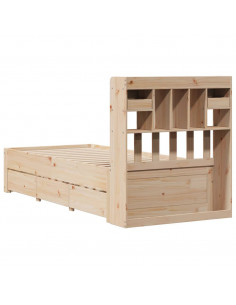 Giroletto con Libreria senza Materasso 75x190 cm in Legno Pino