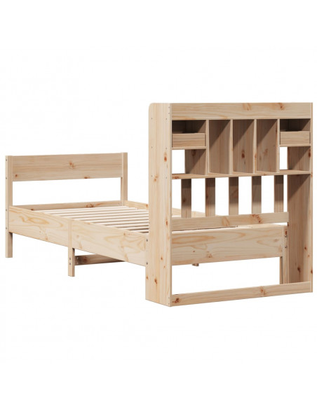 Giroletto con Libreria senza Materasso 75x190 cm in Legno Pino