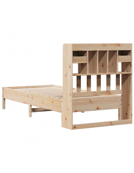 Giroletto con Libreria senza Materasso 75x190 cm in Legno Pino