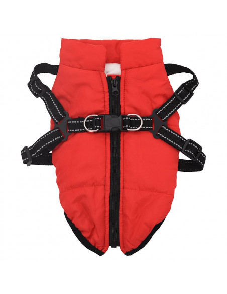 Cappotto Cani con Imbracatura Impermeabile Riflettente Rosso XL