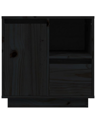 Comodini 2 pz Neri 50x34x50 cm in Legno Massello di Pino