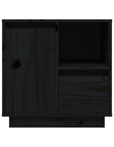 Comodini 2 pz Neri 50x34x50 cm in Legno Massello di Pino