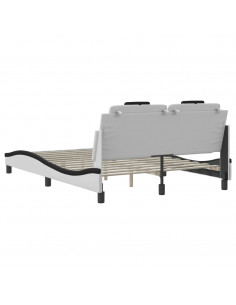 Giroletto con Luci LED Bianco e Nero 120x200 cm in Similpelle