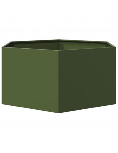 Fioriera da Giardino Verde Oliva Esagono 104x90x45 cm Acciaio