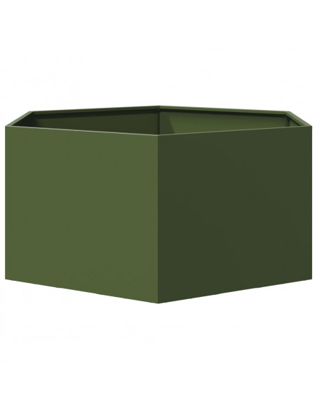 Fioriera da Giardino Verde Oliva Esagono 104x90x45 cm Acciaio
