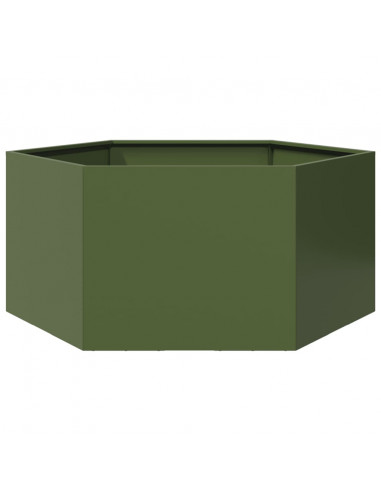 Fioriera da Giardino Verde Oliva Esagono 104x90x45 cm Acciaio