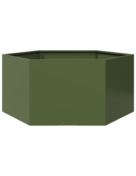 Fioriera da Giardino Verde Oliva Esagono 104x90x45 cm Acciaio