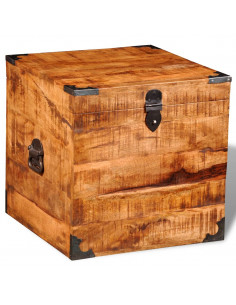 Cassapanca di Stoccaggio a Cubo in Legno Ruvido di Mango 2
