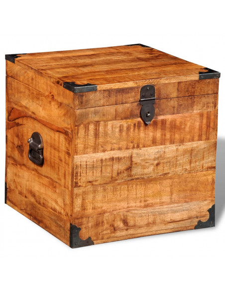 Cassapanca di Stoccaggio a Cubo in Legno Ruvido di Mango