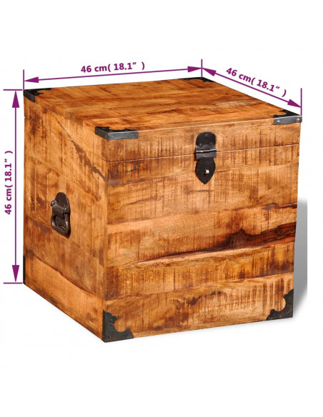 Cassapanca di Stoccaggio a Cubo in Legno Ruvido di Mango