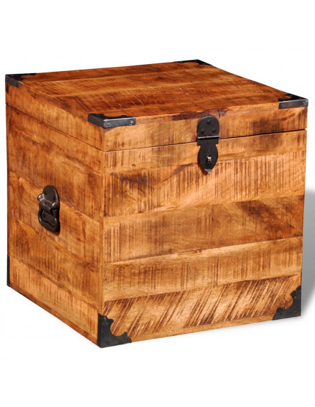 Cassapanca di Stoccaggio a Cubo in Legno Ruvido di Mango