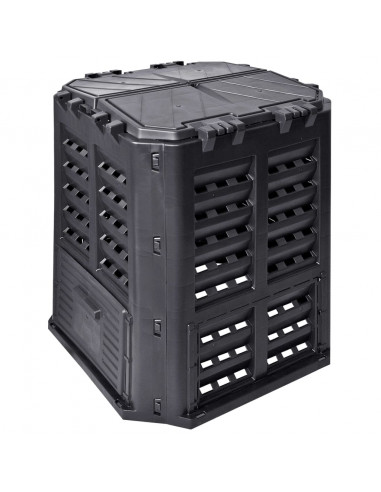 Compostiera da Giardino Nera 68,9x68,9x83,9 cm 360 L