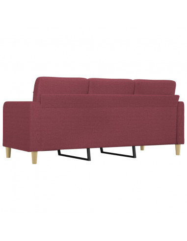 Divano a 3 Posti Rosso Vino 180 cm in Tessuto