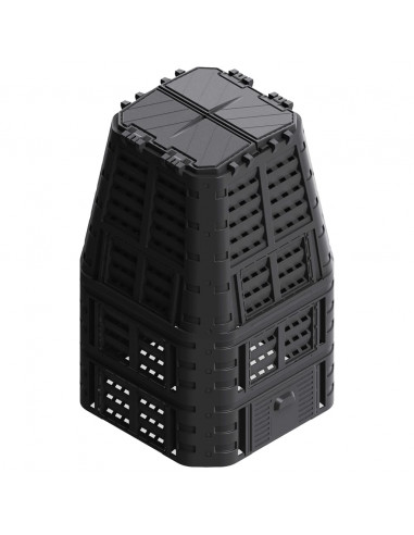 Compostiera da Giardino Nera 93,3x93,3x146 cm 1000 L