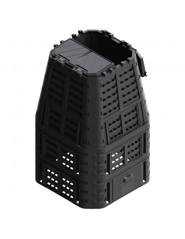 Compostiera da Giardino Nera 93,3x93,3x146 cm 1000 L