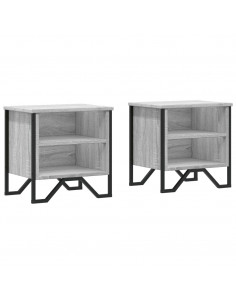 Comodini Grigio Sonoma 2pz 40x30x40 cm in Truciolato 2