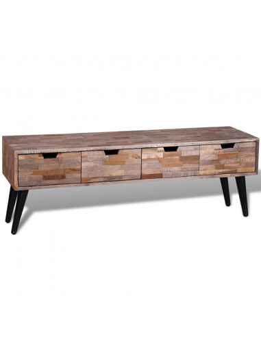 Consolle TV con 4 Cassetti in Legno di Recupero di Teak