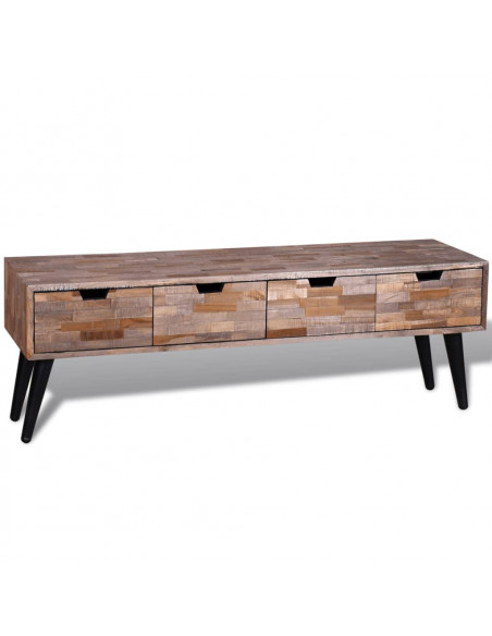 Consolle TV con 4 Cassetti in Legno di Recupero di Teak