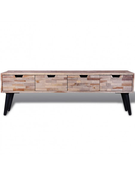 Consolle TV con 4 Cassetti in Legno di Recupero di Teak