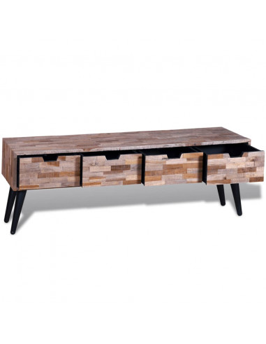 Consolle TV con 4 Cassetti in Legno di Recupero di Teak