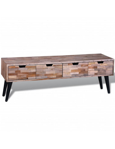 Consolle TV con 4 Cassetti in Legno di Recupero di Teak