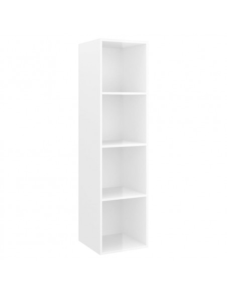 Armadietto a Muro per TV Bianco Lucido 37x37x142,5cm Truciolato