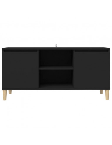 Comodino con Gambe in Legno Massello Nero 103,5x30x50 cm