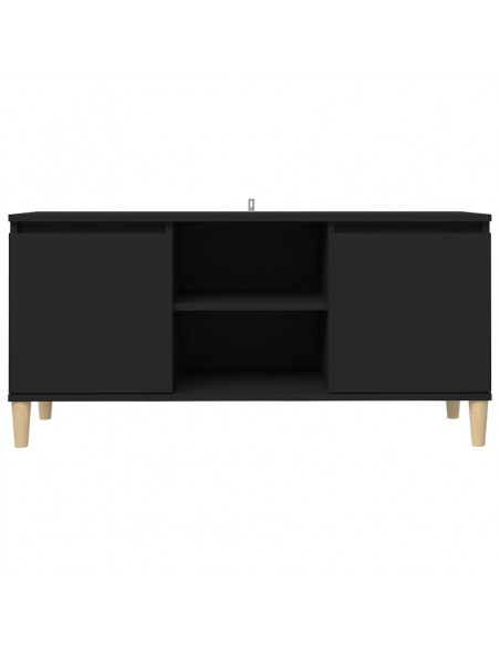 Comodino con Gambe in Legno Massello Nero 103,5x30x50 cm