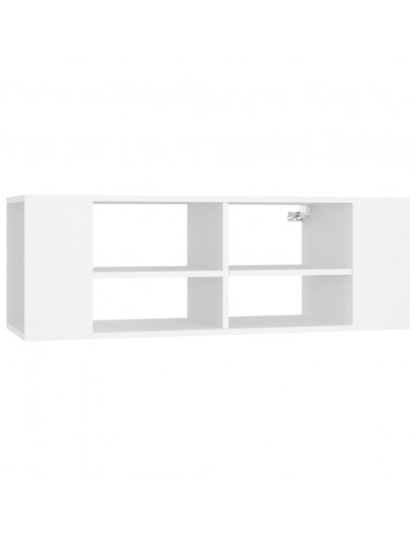 Armadietto TV da Parete Bianco 102x35x35cm in Legno Multistrato