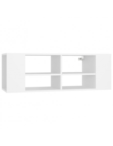 Armadietto TV da Parete Bianco 102x35x35cm in Legno Multistrato