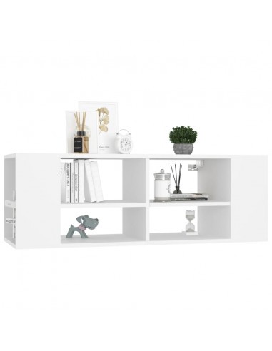 Armadietto TV da Parete Bianco 102x35x35cm in Legno Multistrato