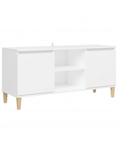 Comodino con Gambe in Legno Massello Bianco 103,5x30x50 cm 2