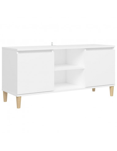 Comodino con Gambe in Legno Massello Bianco 103,5x30x50 cm