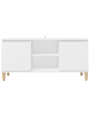 Comodino con Gambe in Legno Massello Bianco 103,5x30x50 cm