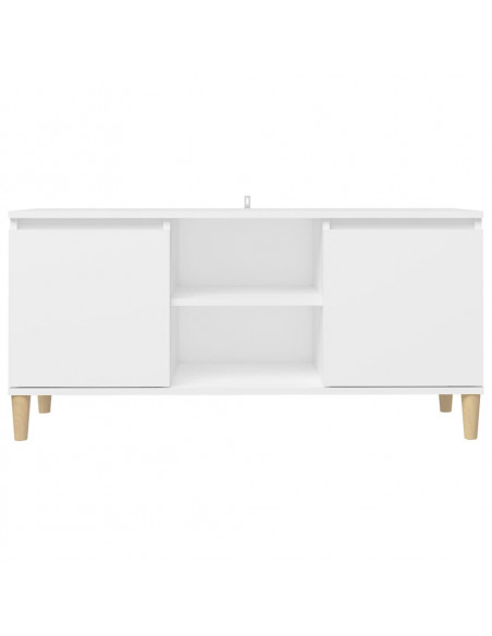Comodino con Gambe in Legno Massello Bianco 103,5x30x50 cm