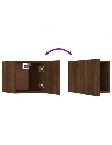 Armadietto TV Montato a Parete Rovere Marrone 30,5x30x30 cm