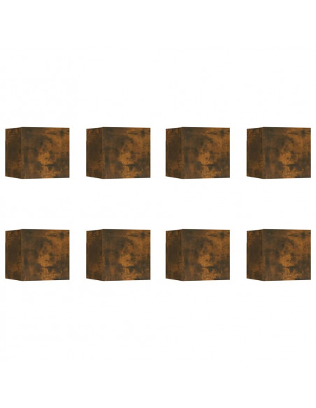 Armadietti TV a Parete 8 pz Rovere Fumo 30,5x30x30 cm