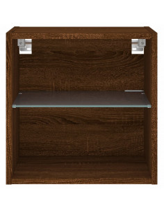 Comodino con Luci LED a Parete Rovere Marrone 2