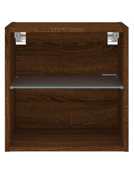 Comodino con Luci LED a Parete Rovere Marrone