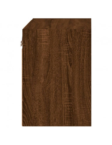 Comodino con Luci LED a Parete Rovere Marrone