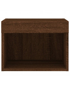 Comodino con Luci LED a Parete Rovere Marrone 2