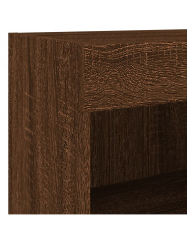 Comodino con Luci LED a Parete Rovere Marrone