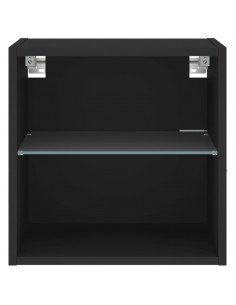 Comodino con Luci LED a Parete Nero 2