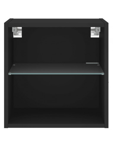 Comodino con Luci LED a Parete Nero