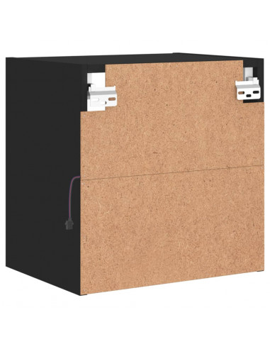 Comodino con Luci LED a Parete Nero