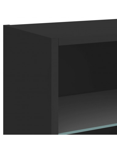 Comodino con Luci LED a Parete Nero